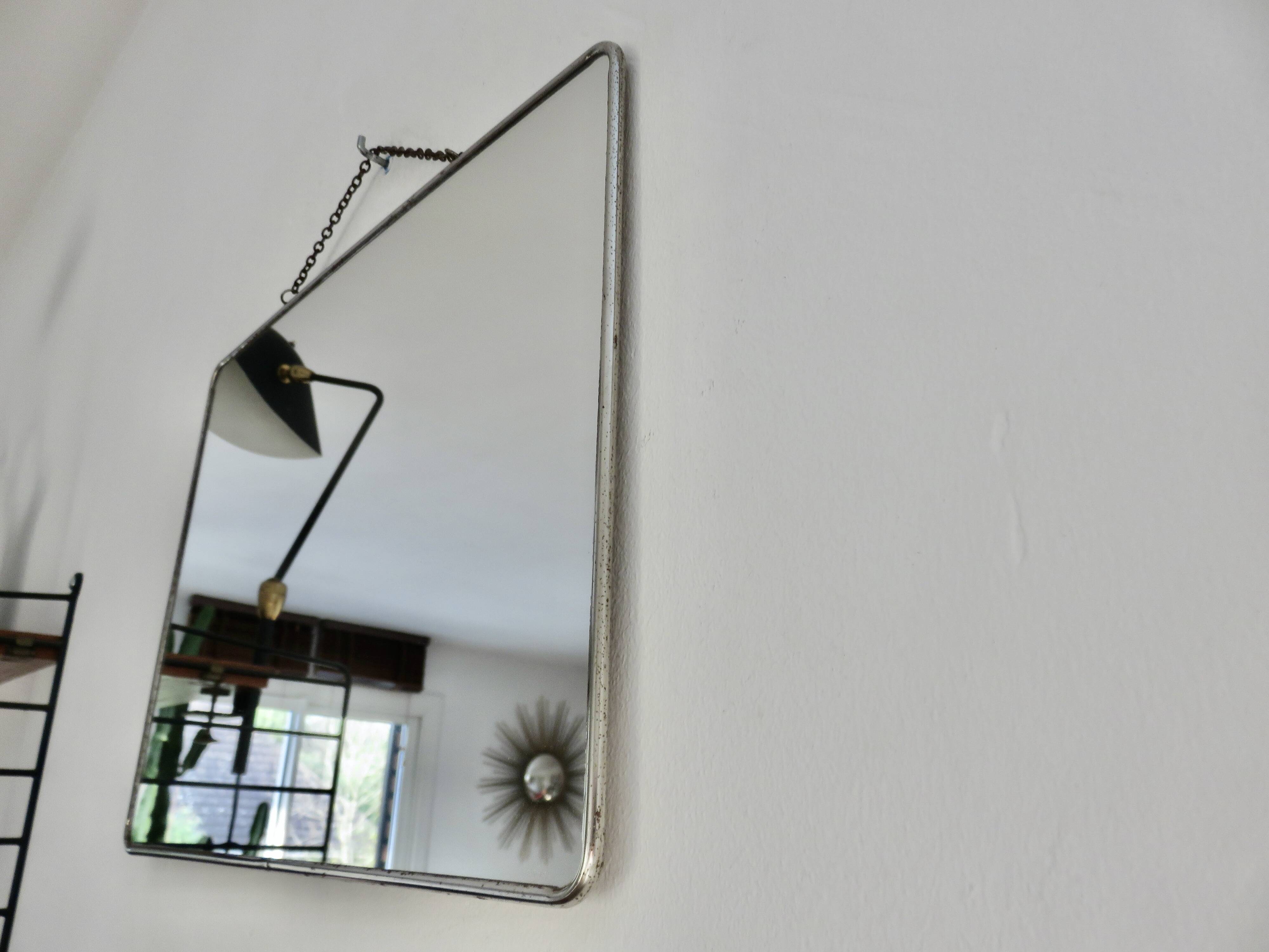 Very old XXL barber mirror with chain, art deco 40s 50s