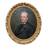 Charles Gislain (1826-1904) - Huile sur toile ovale - Portrait d'Homme 1887