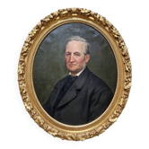 Charles Gislain (1826-1904) - Oil on oval canvas - Portrait of a Man 1887