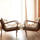 Pair of vintage beige granola armchairs from the 1950s
