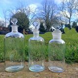 Set of 3 retro glass bottles