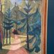 Large Original Swedish Oil on Canvas – 'Forest Road' by Leif Ewens – Signed – Vintage & Framed