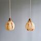 Duo de suspensions Art Déco en opaline marbrée, années 1920-30