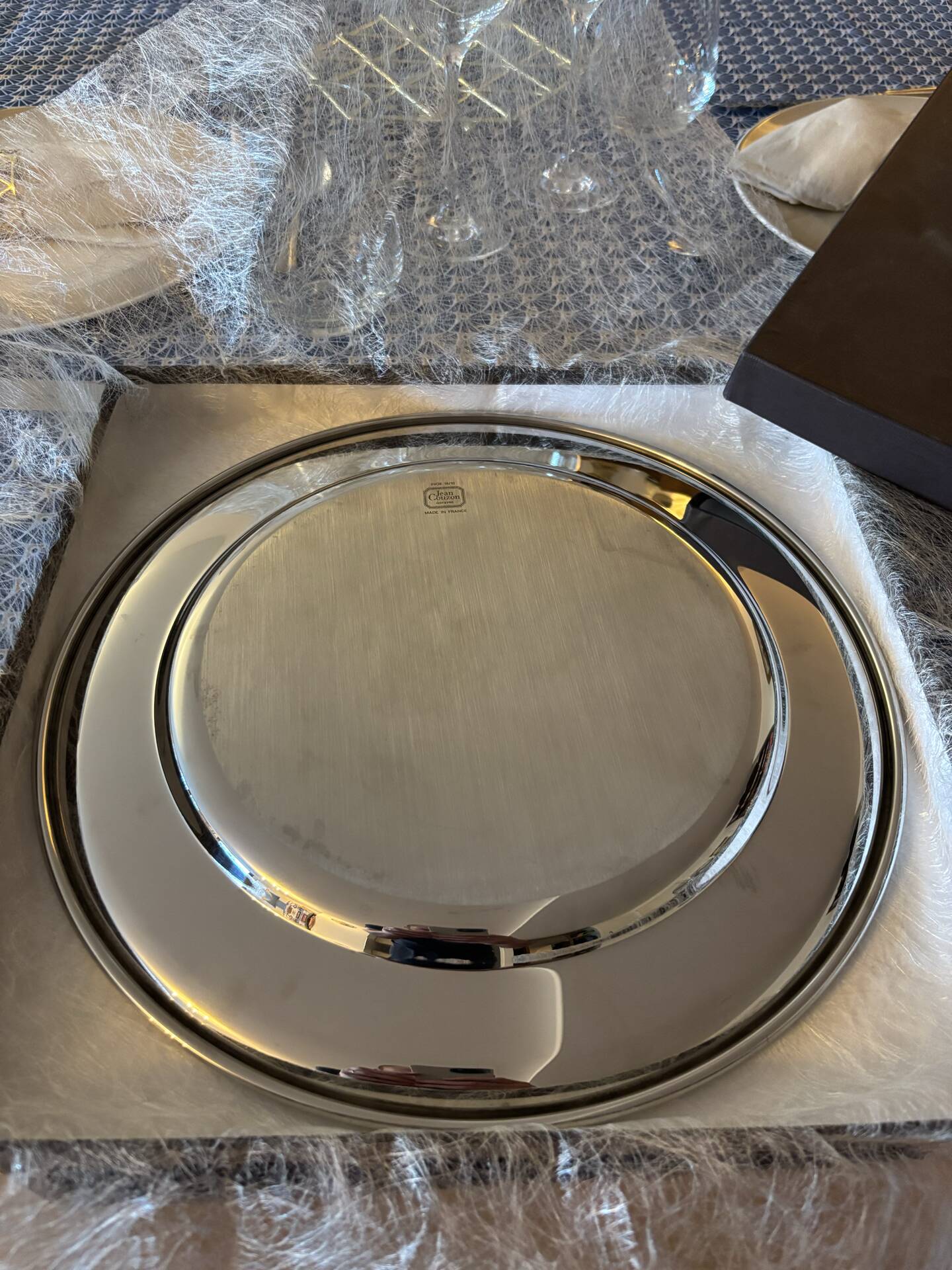 Round serving dish Jean Couzon in 18/10 stainless steel – France