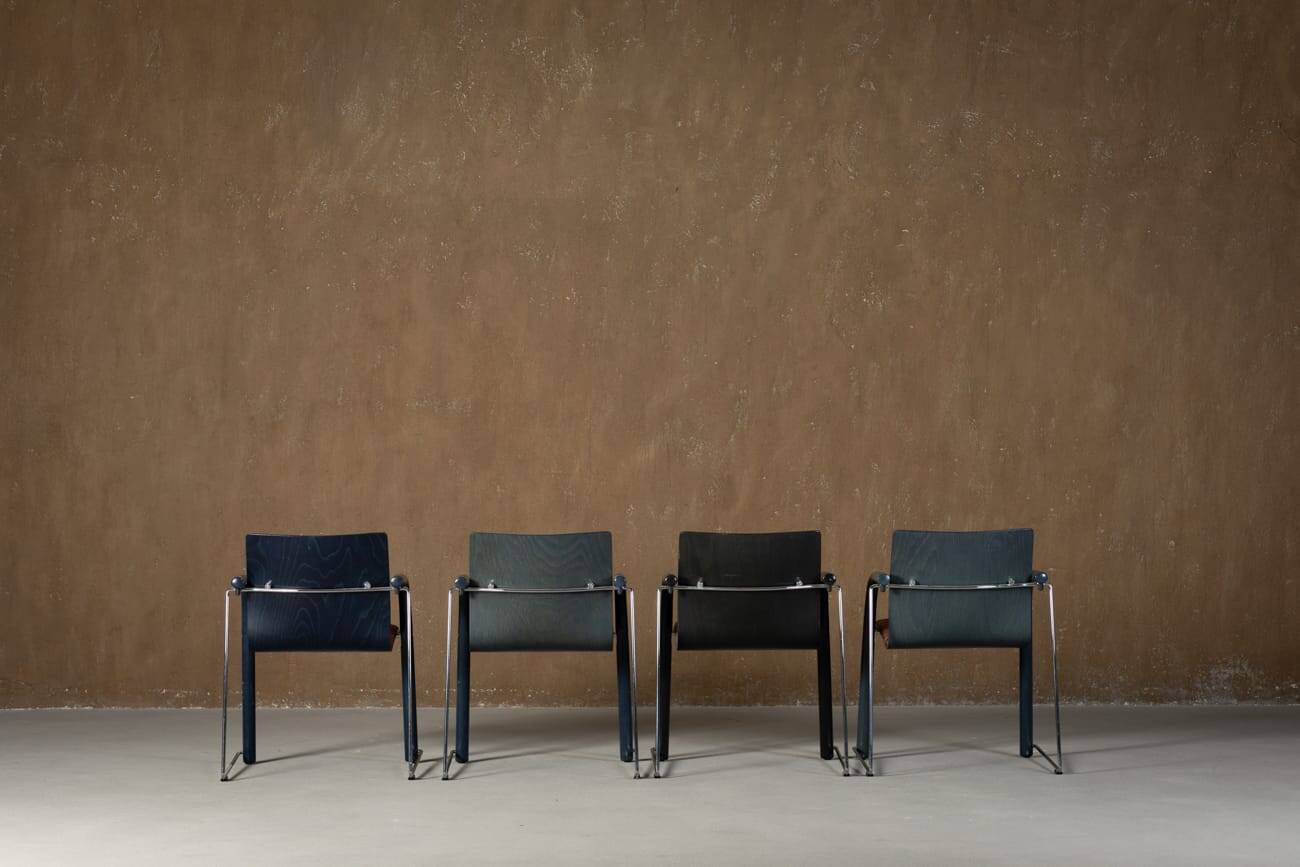 Vintage A 320 Armchair by Wulf Schneider & Ulrich Boehme for Thonet 1980s in Polarity Velvet (set of 3)