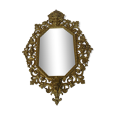 Miroir en bronze 19 ème avec angelot a l'antique 33x46cm