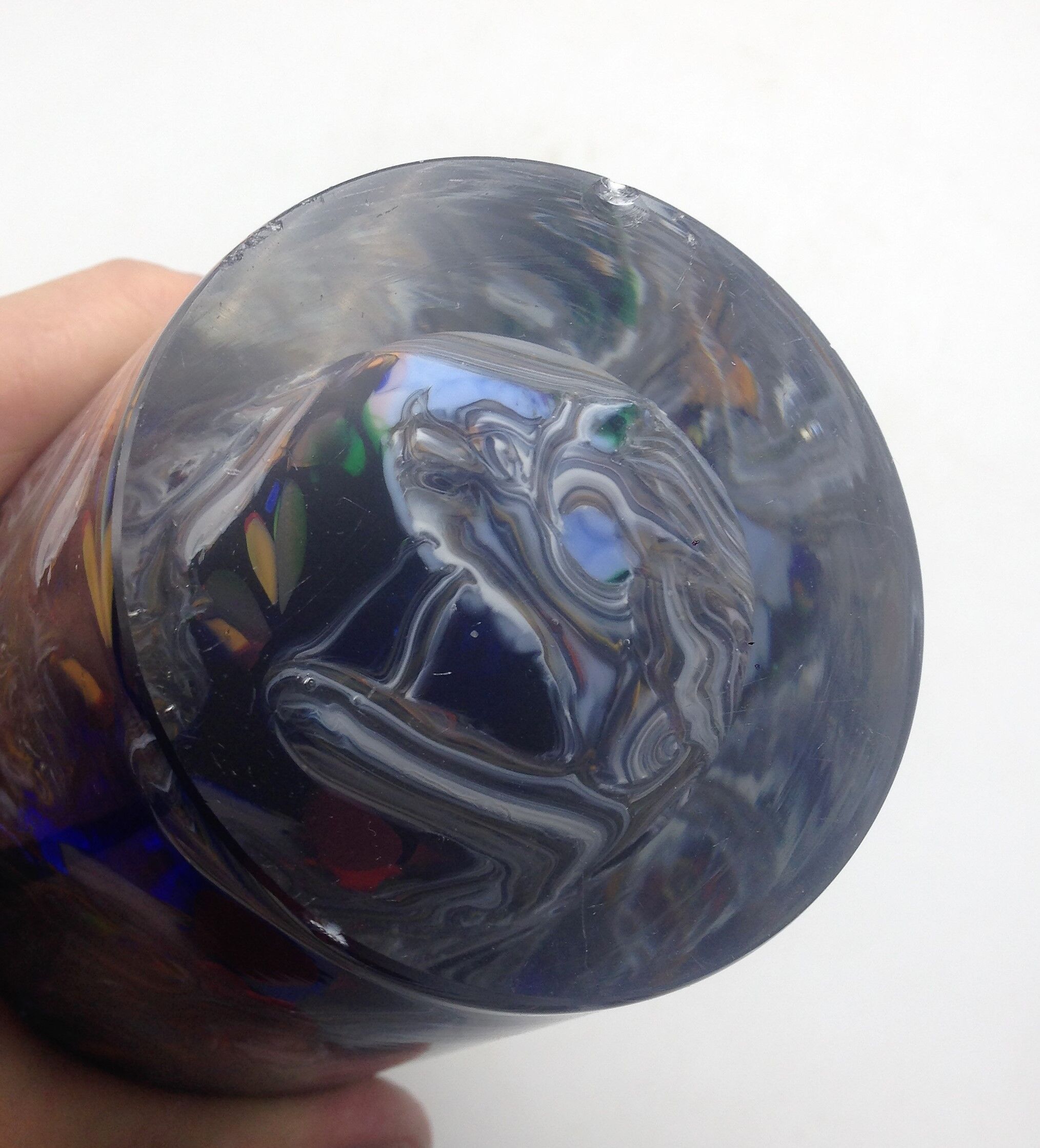 Boheme vase in multicolored thick glass splashes height 27 cm