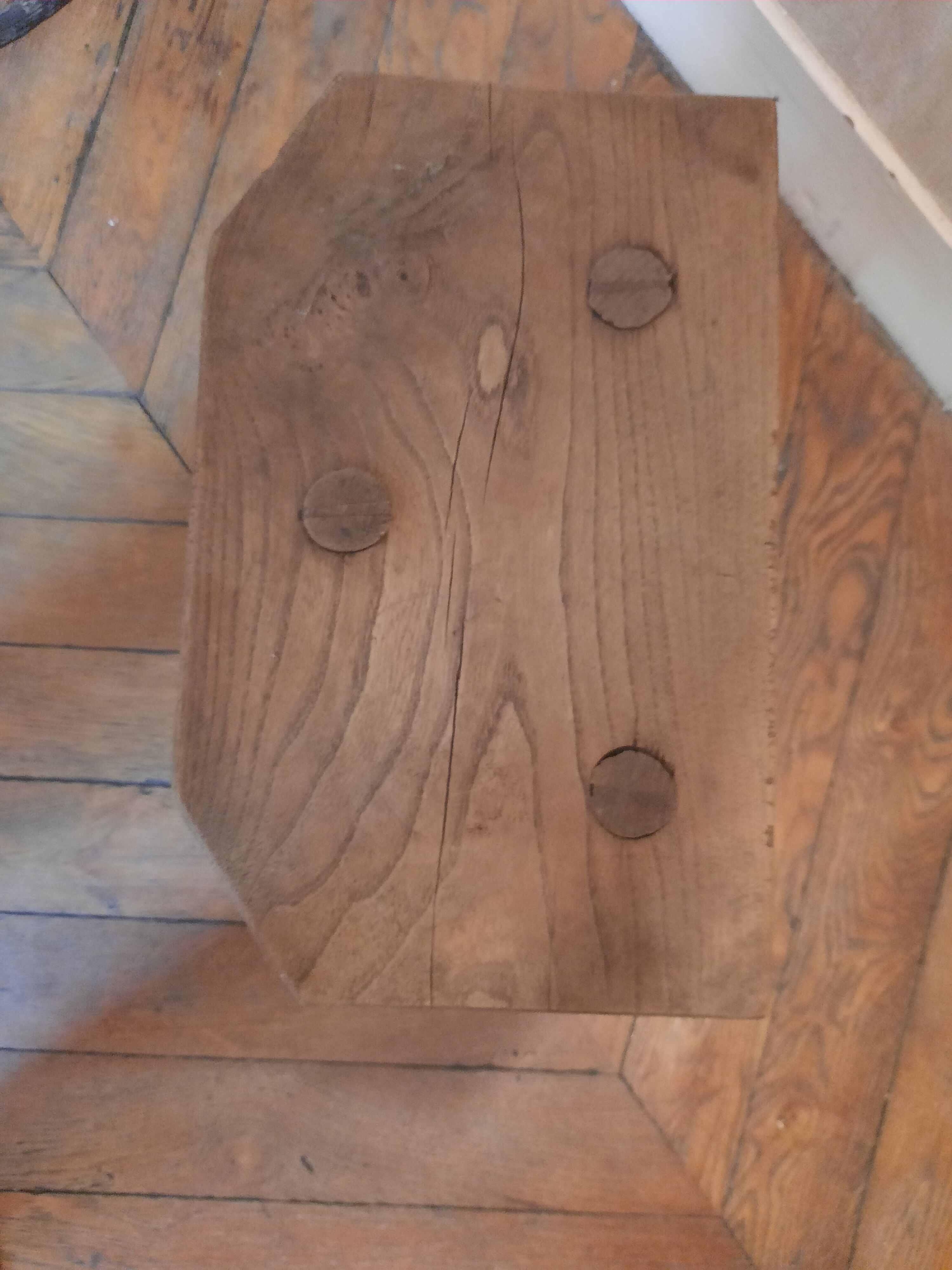 Brutalist oak tabouret