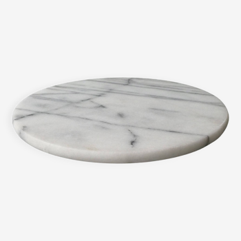 Plateau de fromage tournant en marbre blanc, veiné gris