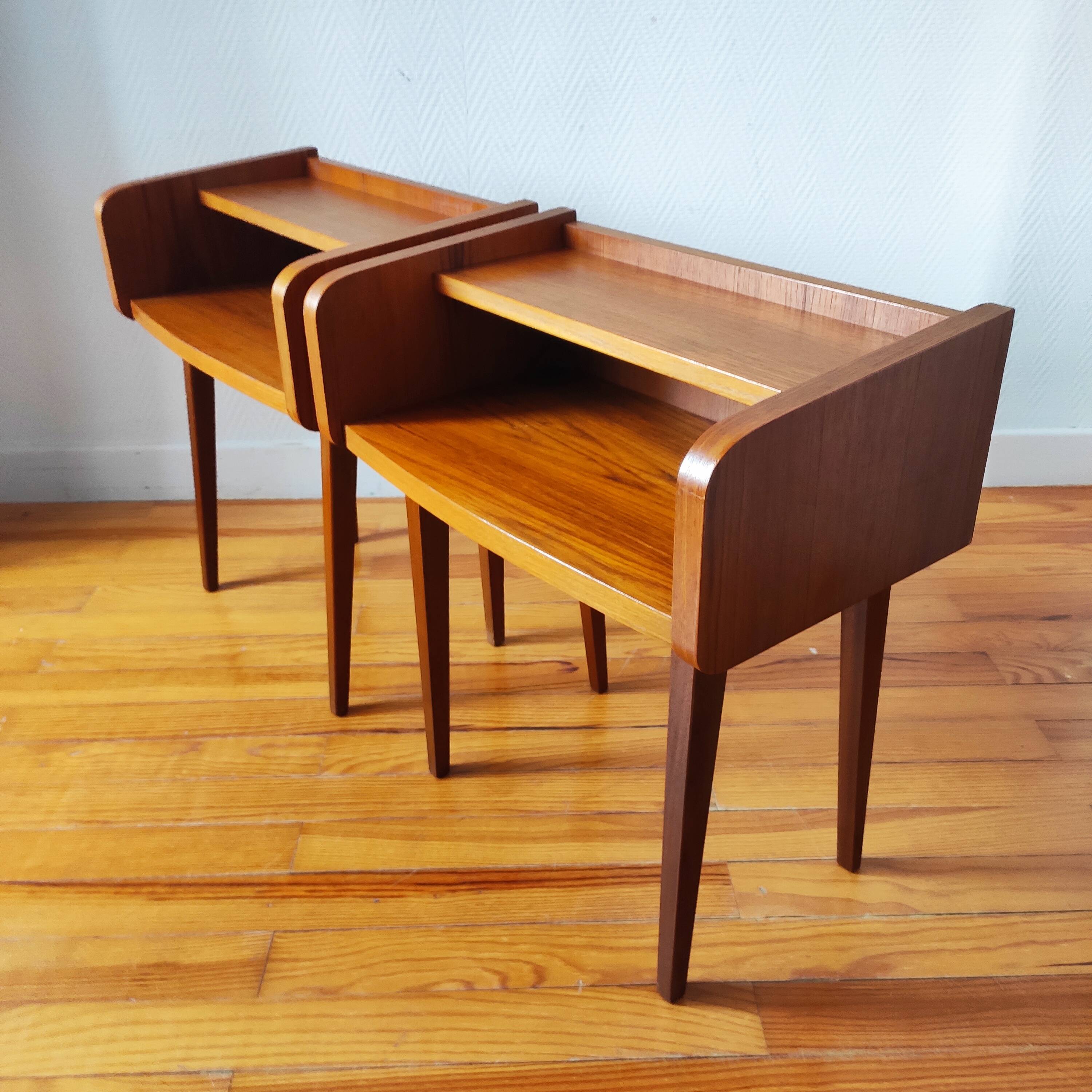 Pair of vintage Scandinavian bedside tables from the 1960s