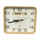 JAPPY Pendule Clock Plastic Dateur Beige Vintage White Background