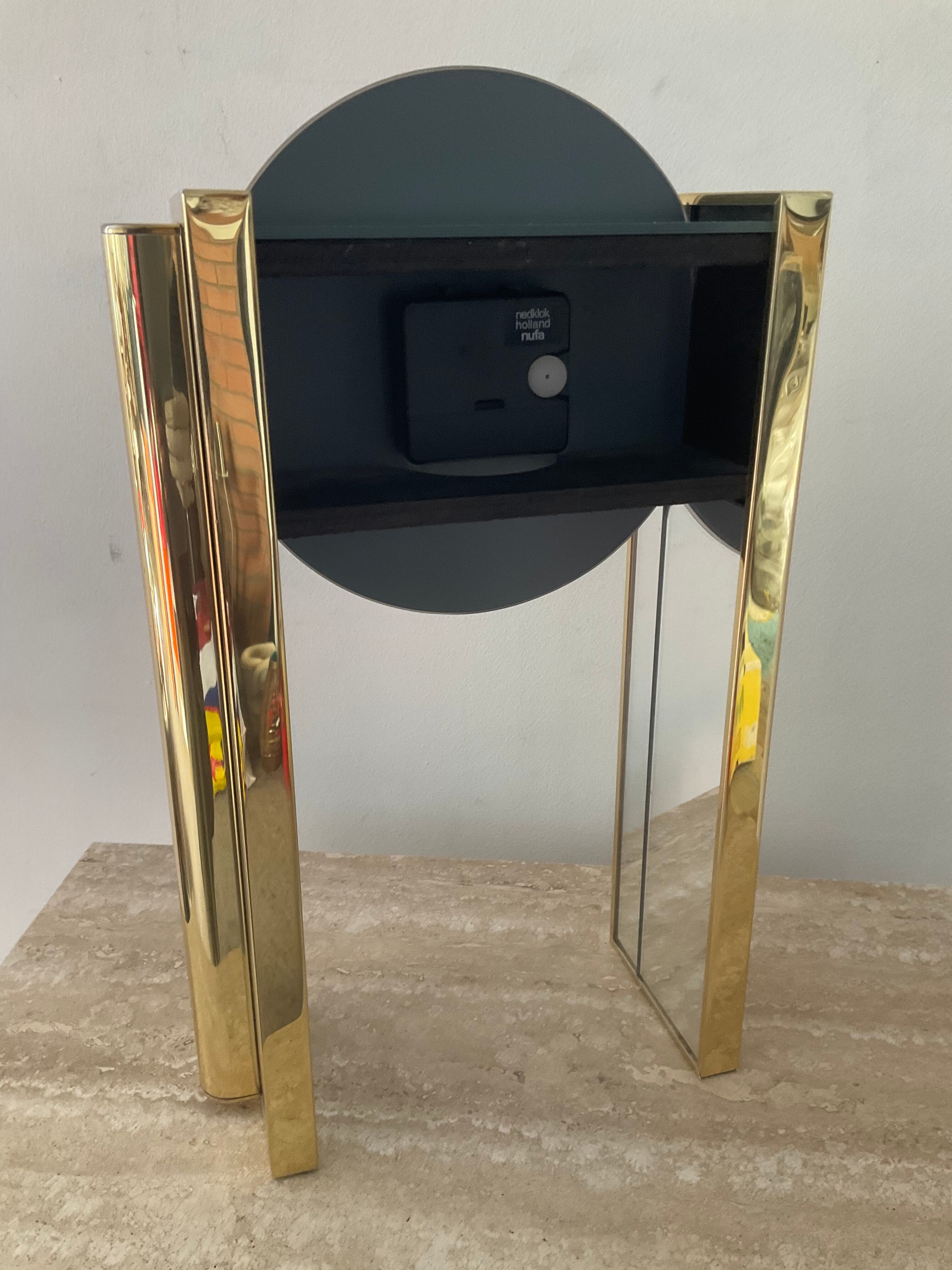 Hollywood Regency clock by Nufa Holland in brass 70s-80s