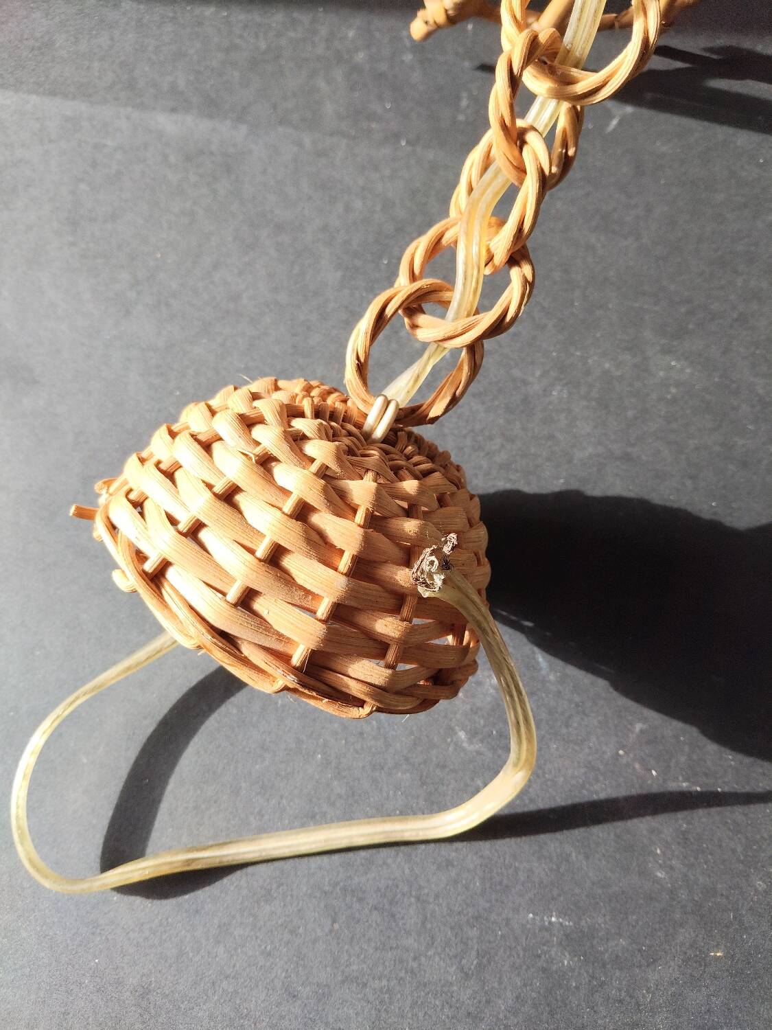 Vintage rattan pendant – France, 1970s – in the style of Louis