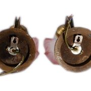Set of 2 tulip-shaped wall lights in glass, wood, and bronze, art deco style.