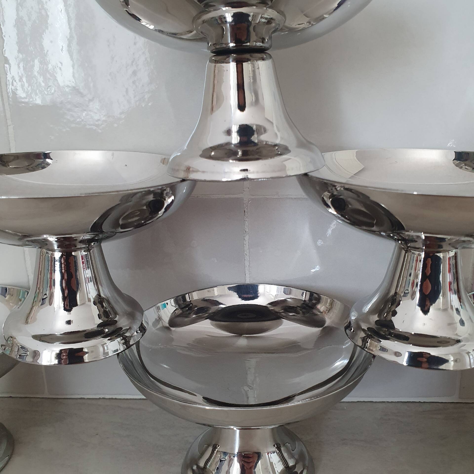 Dessert / ice cream bowls in stainless steel, Guy Degrenne style.