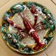 Vintage wall plate in ceramic majolica – Lobster decor in r