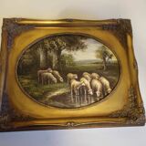Peinture à l'huile sur toile avec cadre ancien