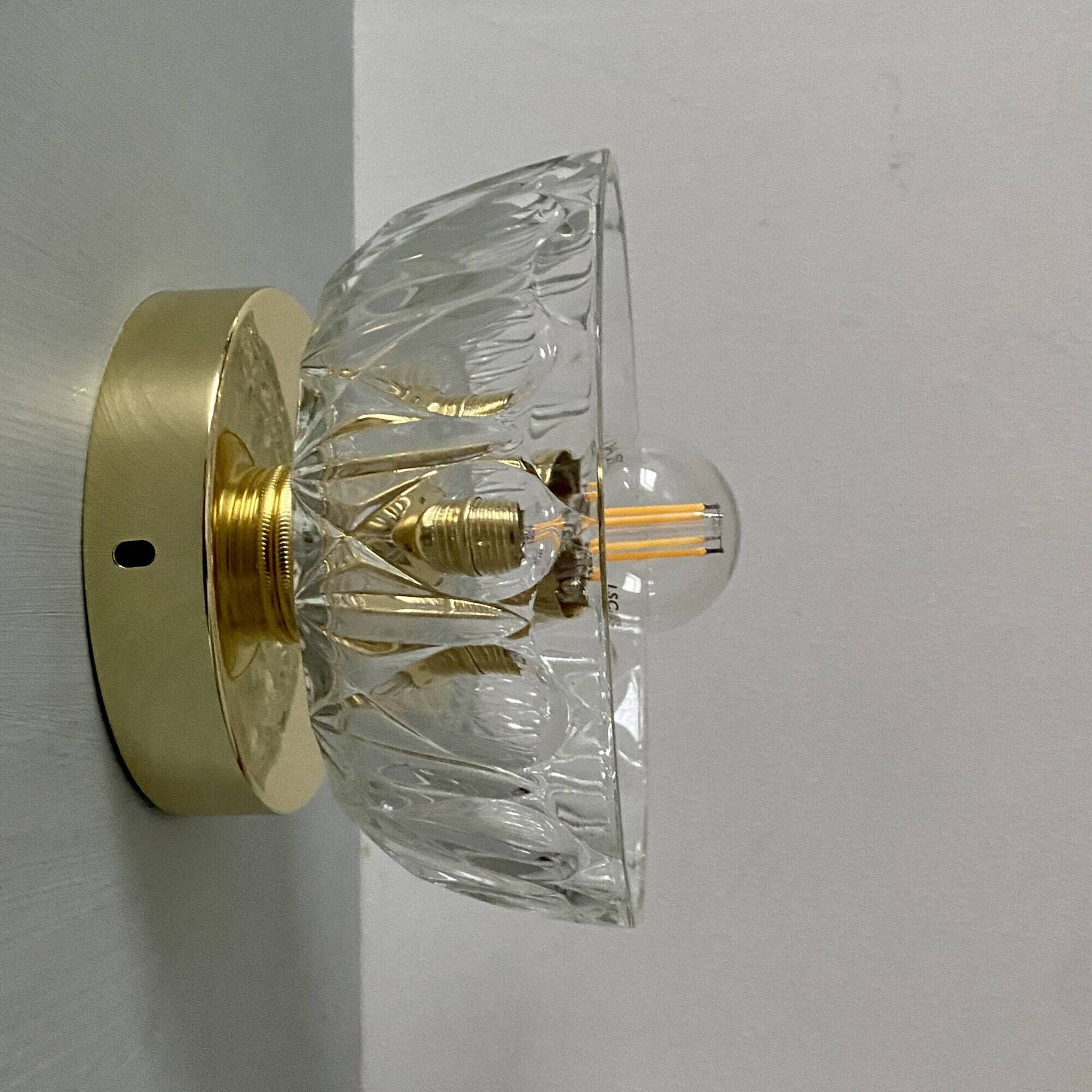 Vintage molded glass lampshade wall light - tableware collection -