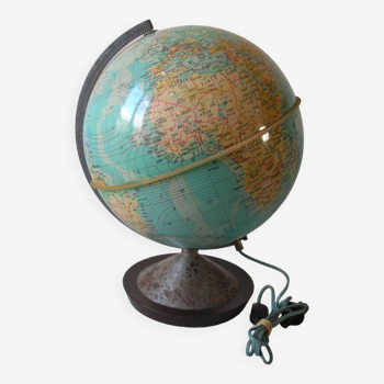 Old luminous terrestrial globe Imperial Editions Stauffacher SA 1965 world map