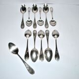 Lot of 12 silver-plated dessert spoons apollo rocaille model.