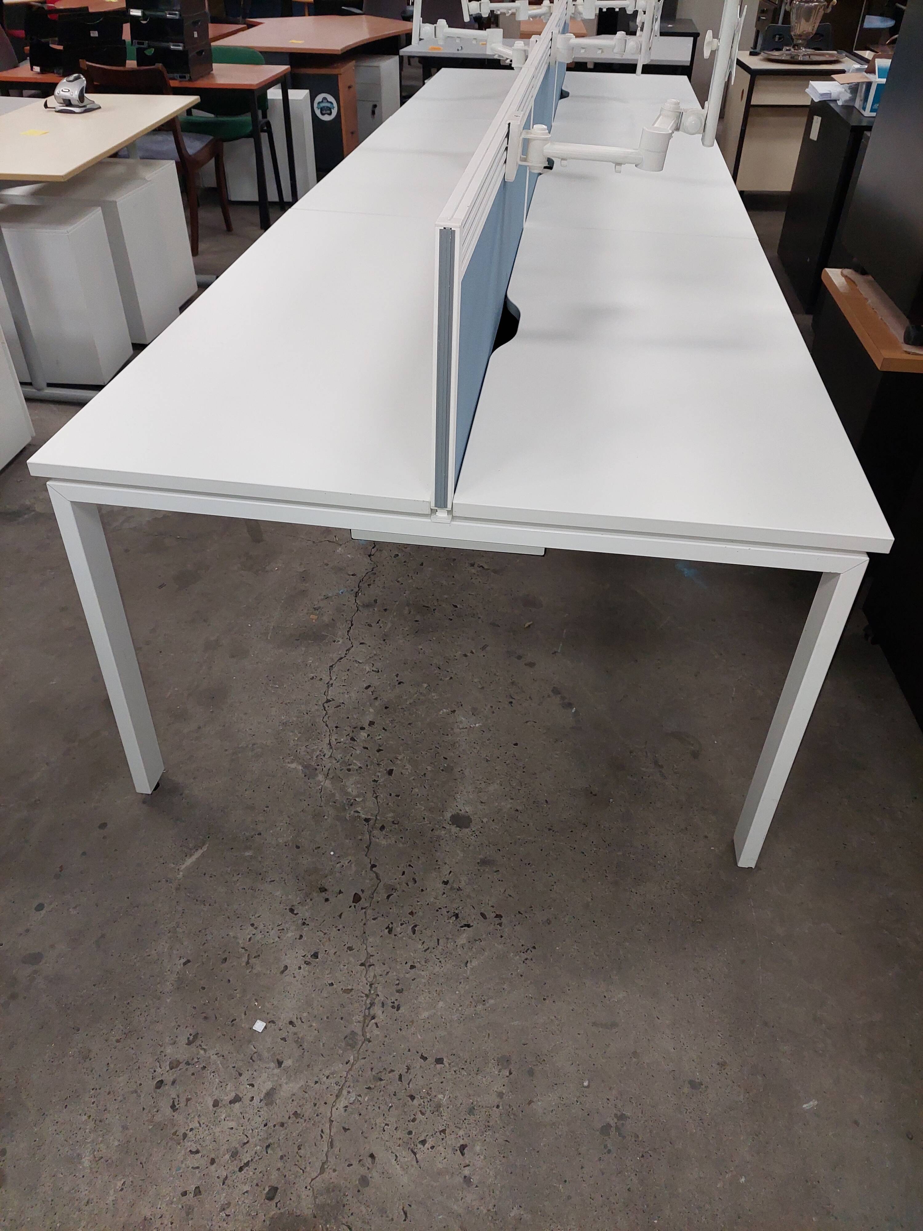 Bench desks 6 workstations with 3 removable partitions used good condition