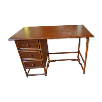 Rattan and bamboo desk