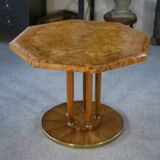 Octagonal Art Deco elm burl table, 1940s
