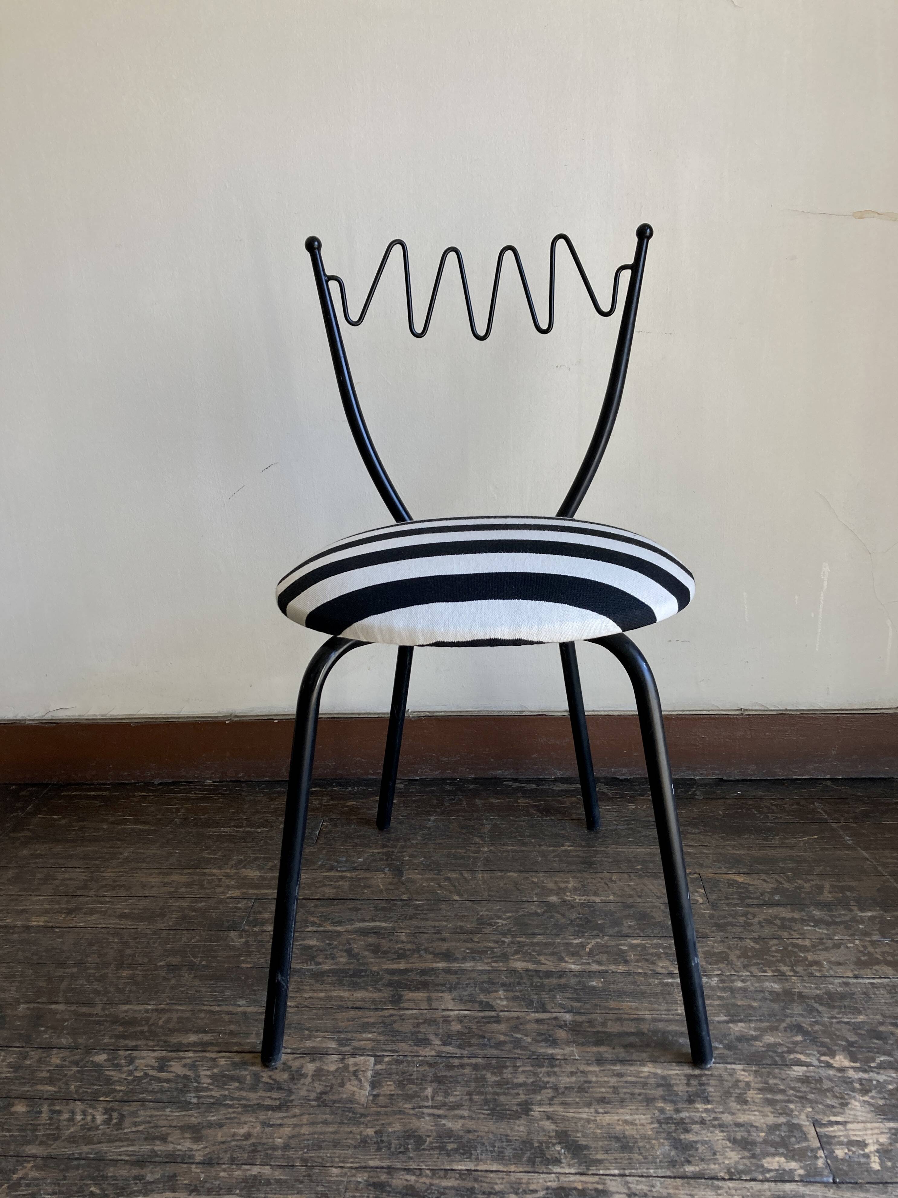 Pair of post-modern striped chairs, Italian work by Gio Ponti.