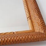 Vintage mirror 1950 in honeycomb-style carved wood