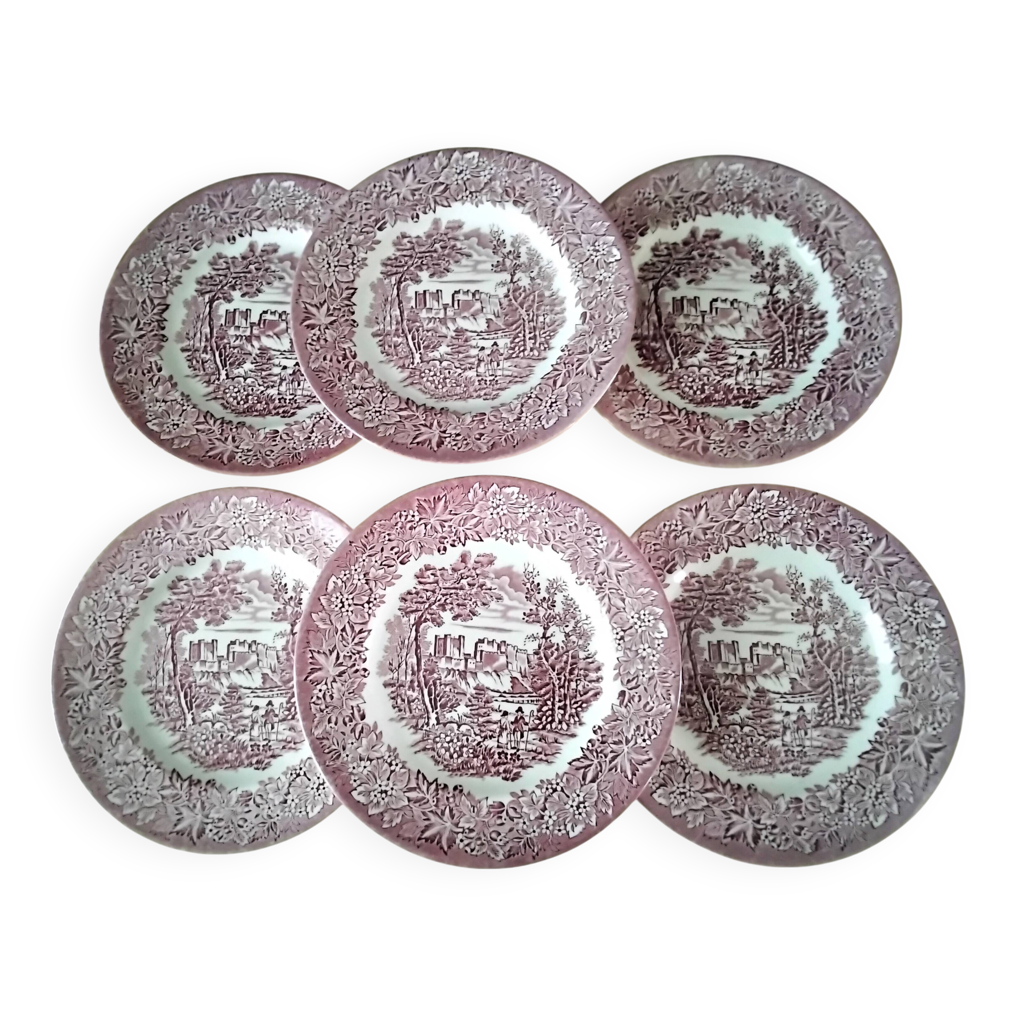 6 English porcelain dessert plates EIT