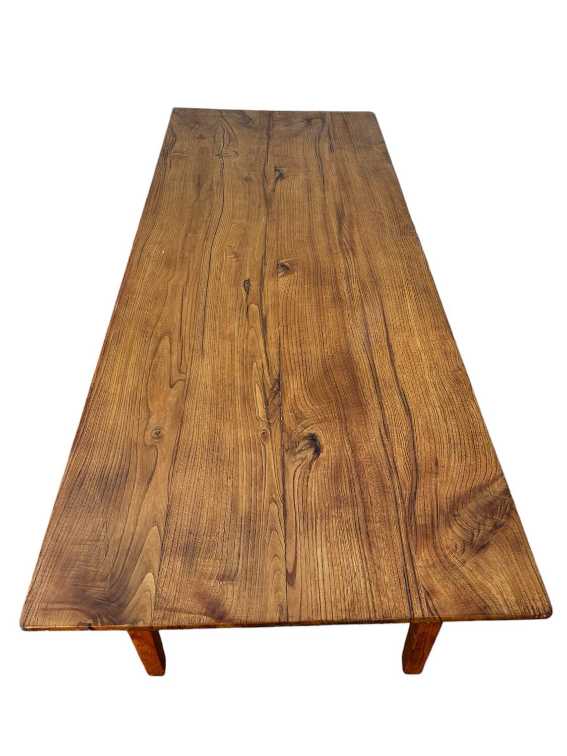 Large 19th century solid elm farmhouse table