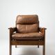 Brutalist leather armchair, 1960s