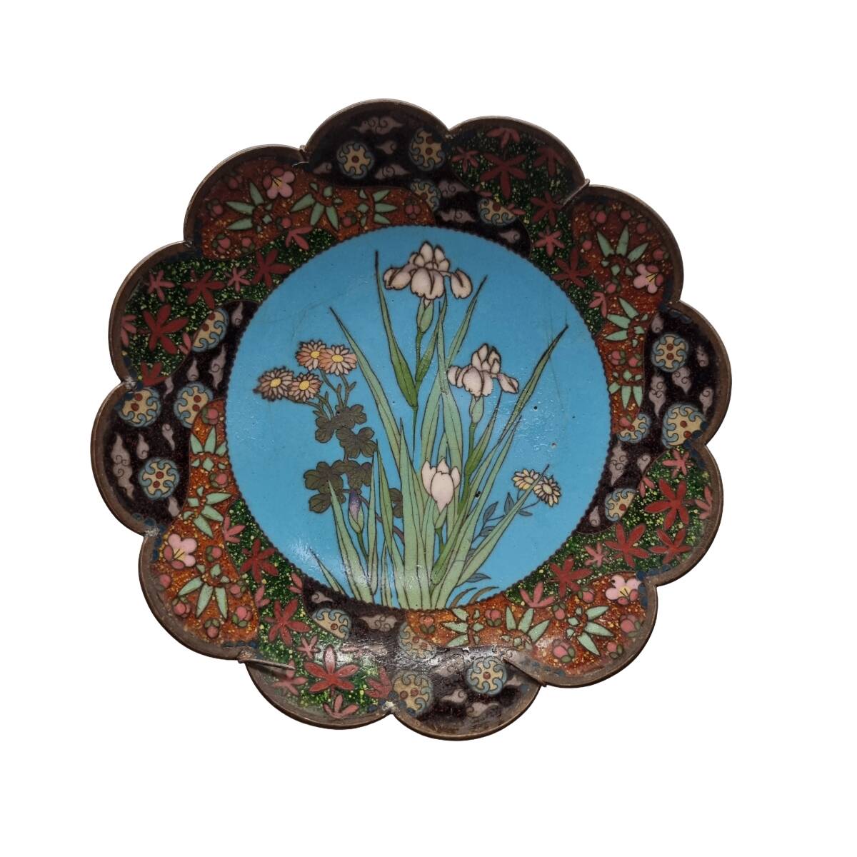 Antique Japanese Cloisonné Wall Plate, late 1800s