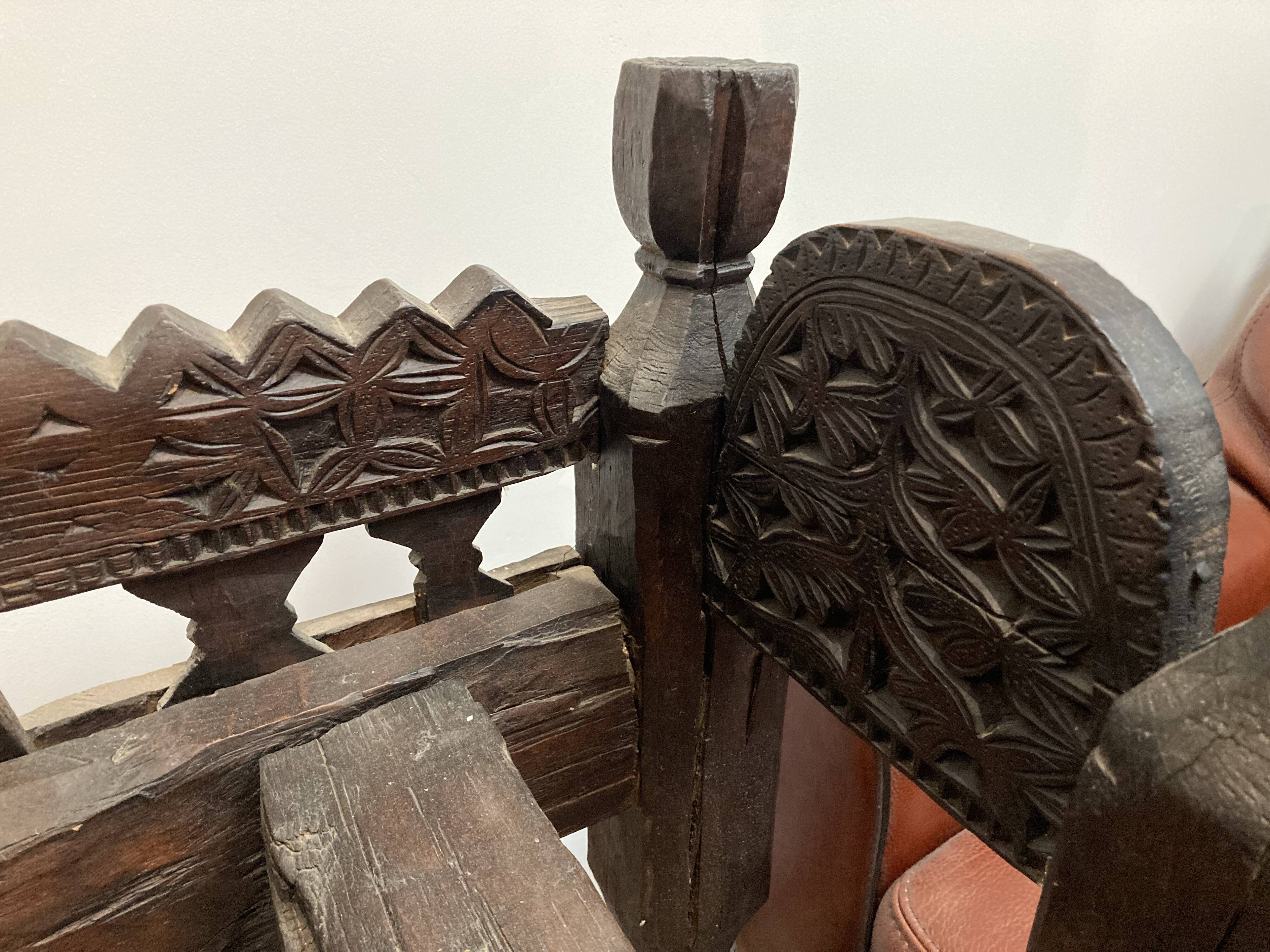 Jar holder carved wood indian nineteenth century