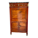 Louis XVI period secretary, in mahogany and Sainte Anne marble, 18th century