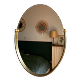 Beveled wall mirror with gold frame