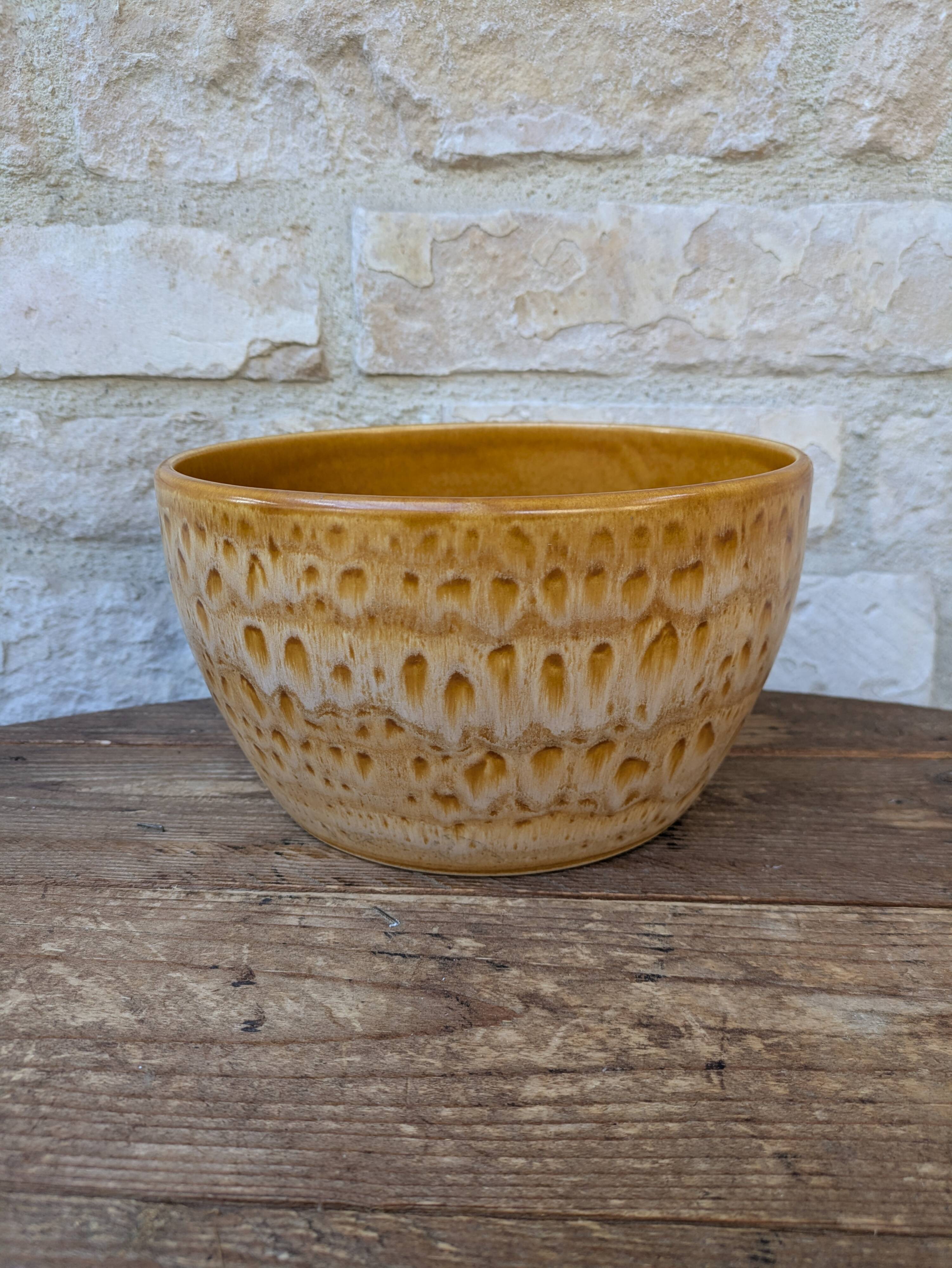 Vintage stoneware salad bowl from Niderviller, Fauve model, 1960s/70s, 24.5cm.