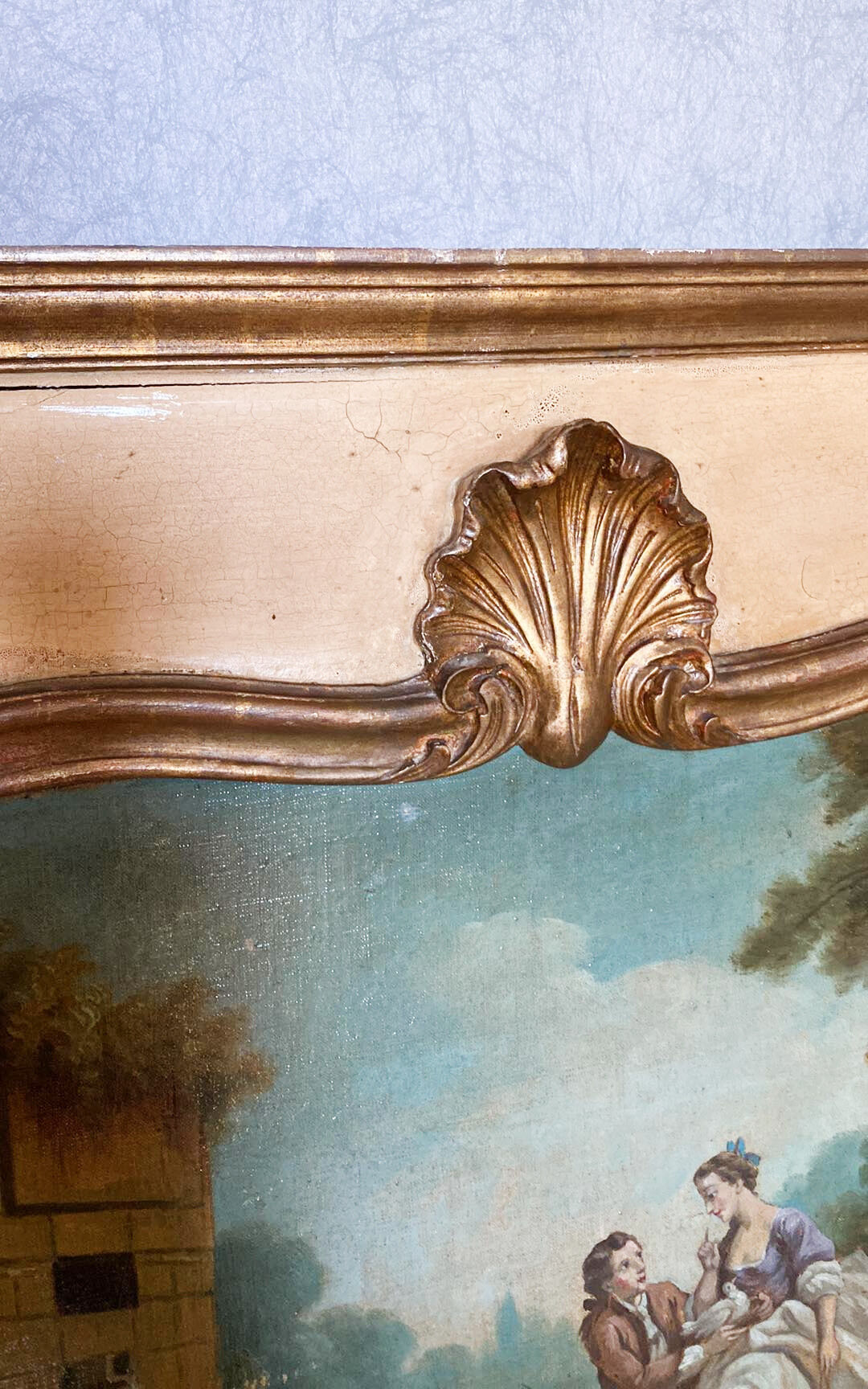 Fireplace trumeau mirror, gilded