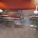 Showcase shelf, brass bar and mirror 70