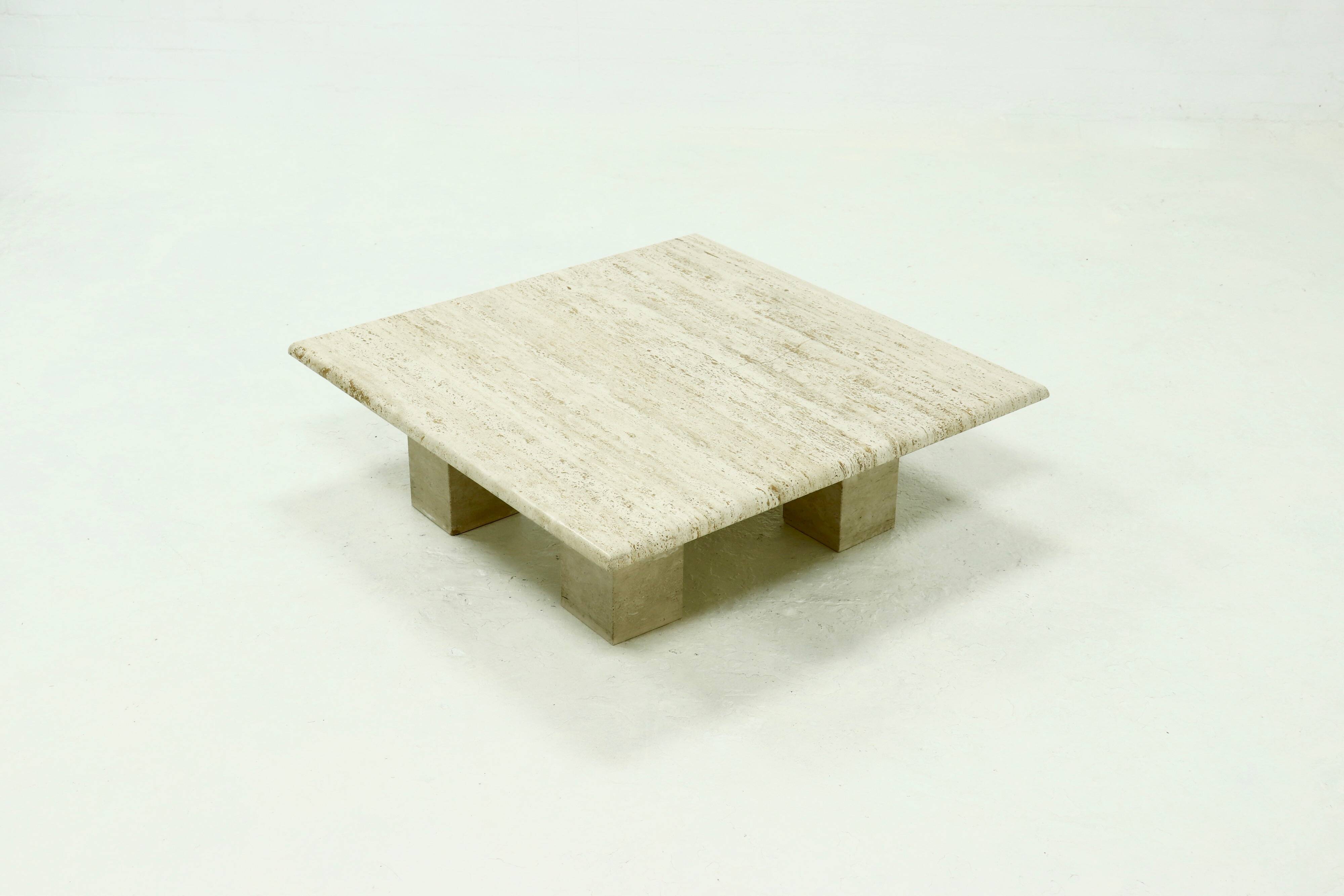 Mid Century Italian Modern Travertine Coffee Table 1970s