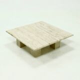 Mid Century Italian Modern Travertine Coffee Table 1970s