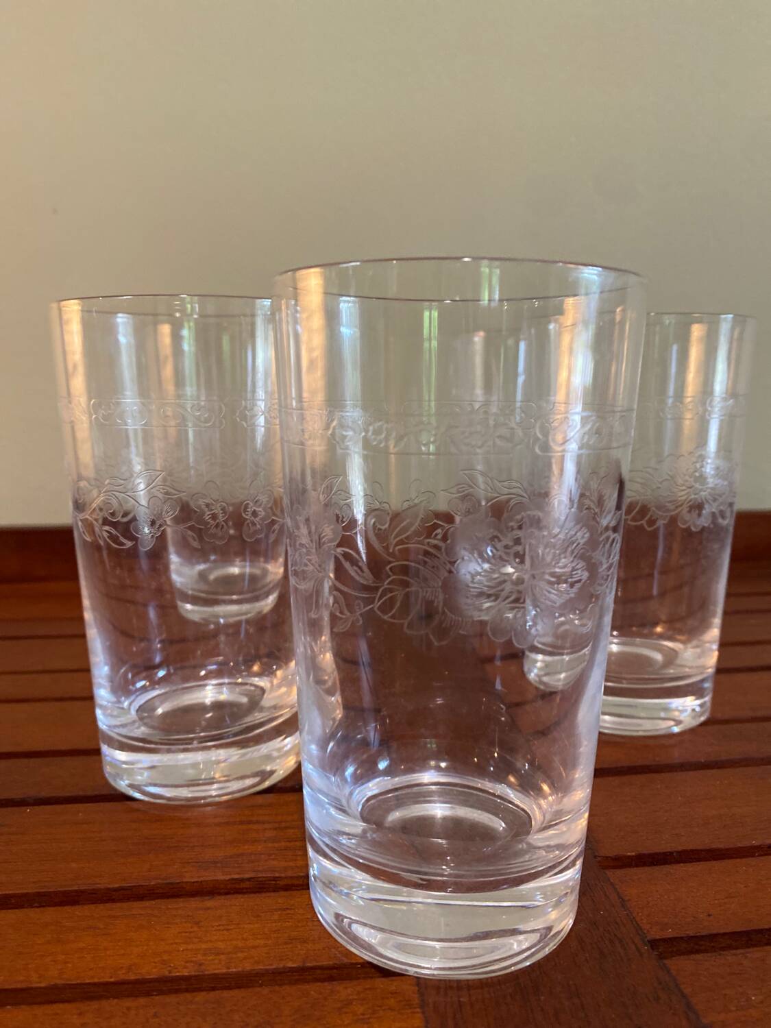5 large engraved glasses
