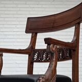 1920-30s, set of 2 armchairs, design after Georges Jacob, carved teak wood.