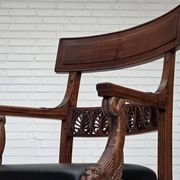 1920-30s, set of 2 armchairs, design after Georges Jacob, carved teak wood.