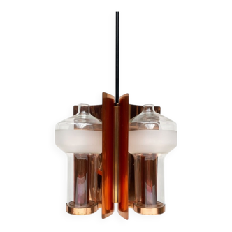 Mid-century German glass and copper pendant lamp by Cosack, 1960s.