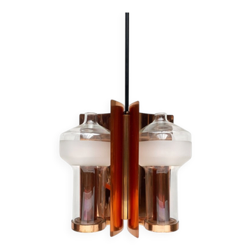 Mid-century German glass and copper pendant lamp by Cosack, 1960s.