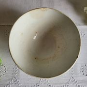 Old Bowl in Earthenware with Flower Decoration Marked underneath M