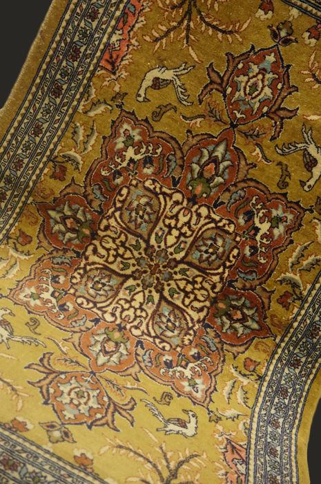 PERSIAN rugs, QOM, Iran - 80 cm x 130 cm, knotted hand, 1970