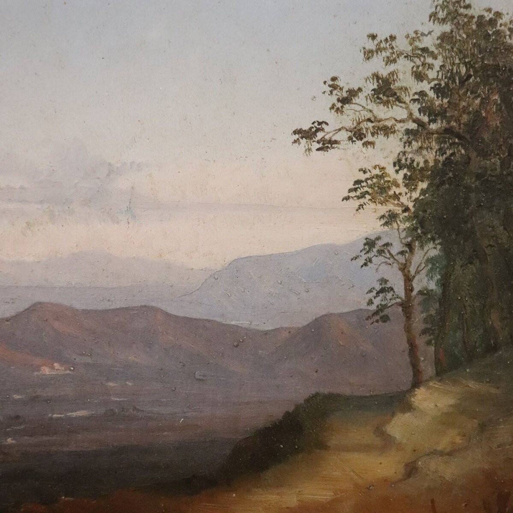 Panoramic view of Naples, oil painting on canvas, Italy 19th century