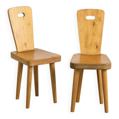 Paire de chaises à haut dossier par Christian Durupt, Méribel 1960